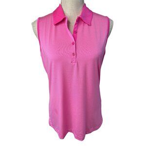 EP Pink Sleeveless Striped Polo Tank Top - Womens Golf Shirt - Size M